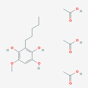 molecular formula C18H30O10 B14695722 Acetic acid;5-methoxy-3-pentylbenzene-1,2,4-triol CAS No. 34272-59-8