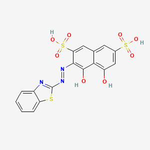 molecular formula C17H11N3O8S3 B14695790 3-[2-(1,3-Benzothiazol-2-yl)hydrazinylidene]-5-hydroxy-4-oxo-3,4-dihydronaphthalene-2,7-disulfonic acid CAS No. 35733-87-0