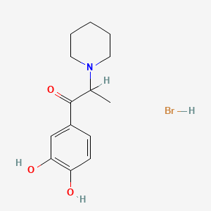 molecular formula C14H20BrNO3 B14695834 Propiophenone, 3',4'-dihydroxy-2-piperidino-, hydrobromide CAS No. 27922-39-0