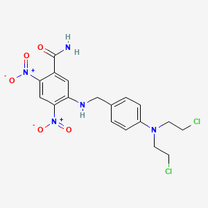 molecular formula C18H19Cl2N5O5 B14695840 Benzamide, 5-((p-(bis(2-chloroethyl)amino)benzyl)amino)-2,4-dinitro- CAS No. 32868-93-2