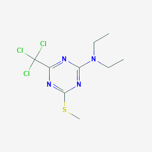 molecular formula C9H13Cl3N4S B14695856 N,N-diethyl-4-methylsulfanyl-6-(trichloromethyl)-1,3,5-triazin-2-amine CAS No. 30369-48-3