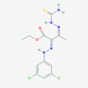 molecular formula C13H15Cl2N5O2S B14695860 ethyl (2Z,3Z)-3-(carbamothioylhydrazinylidene)-2-[(3,5-dichlorophenyl)hydrazinylidene]butanoate CAS No. 29783-82-2
