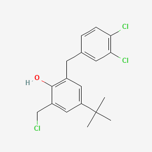 molecular formula C18H19Cl3O B14695893 o-Cresol, 4-tert-butyl-6-chloro-alpha-(3,4-dichlorophenyl)- CAS No. 23843-04-1