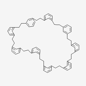 molecular formula C72H72 B14695966 Decacyclo[58.3.1.14,8.111,15.118,22.125,29.132,36.139,43.146,50.153,57]doheptaconta-1(64),4(72),5,7,11(71),12,14,18(70),19,21,25(69),26,28,32,34,36(68),39,41,43(67),46,48,50(66),53,55,57(65),60,62-heptacosaene CAS No. 24330-18-5