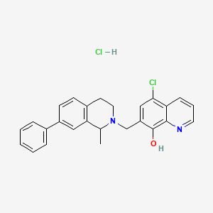 molecular formula C26H24Cl2N2O B14695980 5-Chloro-7-((3,4-dihydro-1-methyl-7-phenyl-2(1H)-isoquinolyl)methyl)-8-quinolinol CAS No. 25297-79-4