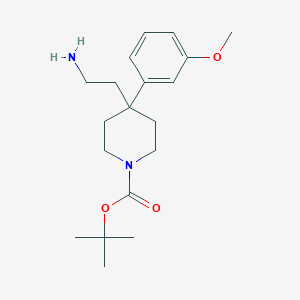 molecular formula C19H30N2O3 B1469617 tert-Butyl 4-(2-aminoethyl)-4-(3-methoxyphenyl)-1-piperidinecarboxylate CAS No. 2203015-65-8