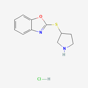 molecular formula C11H13ClN2OS B1469621 2-(Pyrrolidin-3-ylthio)benzo[d]oxazole hydrochloride CAS No. 1420801-20-2