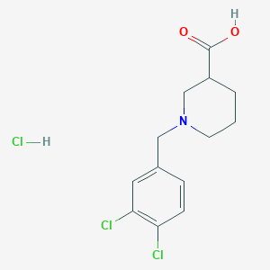 molecular formula C13H16Cl3NO2 B1469625 1-(3,4-Dichloro-benzyl)-piperidine-3-carboxylic acid hydrochloride CAS No. 2030864-23-2