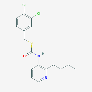 molecular formula C17H18Cl2N2OS B14696260 O-Butyl S-((3,4-dichlorophenyl)methyl) 3-pyridinylcarbonimidothioate CAS No. 34763-54-7