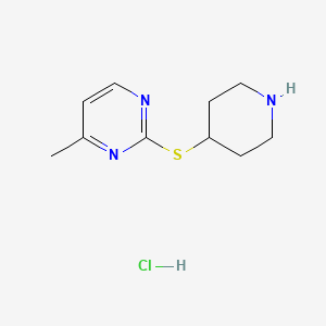 molecular formula C10H16ClN3S B1469628 4-Methyl-2-(piperidin-4-ylthio)pyrimidine hydrochloride CAS No. 1420966-57-9