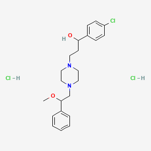 molecular formula C22H31Cl3N2O2 B14696546 alpha-(p-Chlorophenyl)-4-(beta-methoxyphenethyl)-1-piperazinepropanol dihydrochloride CAS No. 27588-47-2