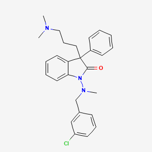 molecular formula C27H30ClN3O B14696611 1-((m-Chlorobenzyl)methylamino)-3-(3-(dimethylamino)propyl)-3-phenyl-2-indolinone CAS No. 33391-13-8