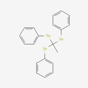molecular formula C20H18Se3 B14696615 Benzene, 1,1',1''-[ethylidynetris(seleno)]tris- CAS No. 22859-19-4