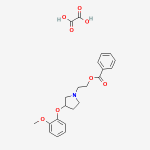 molecular formula C22H25NO8 B14696622 2-[3-(2-methoxyphenoxy)pyrrolidin-1-yl]ethyl benzoate;oxalic acid CAS No. 23026-53-1