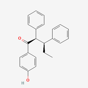 molecular formula C23H22O2 B14696795 Valerophenone, 2,3-diphenyl-4'-hydroxy-, erythro- CAS No. 31301-23-2