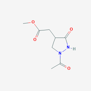 molecular formula C8H12N2O4 B1469683 Methyl (1-acetyl-3-oxopyrazolidin-4-yl)acetate CAS No. 1428141-38-1