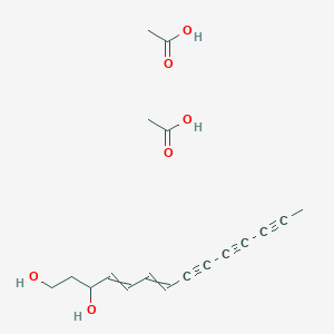 molecular formula C18H22O6 B14696901 Acetic acid;tetradeca-4,6-dien-8,10,12-triyne-1,3-diol CAS No. 26130-92-7