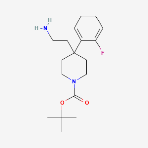 molecular formula C18H27FN2O2 B1469695 tert-Butyl 4-(2-aminoethyl)-4-(2-fluorophenyl)-1-piperidinecarboxylate CAS No. 1823490-65-8
