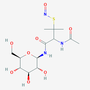 molecular formula C13H23N3O8S B014697 2-Acetamido-3-methyl-3-nitrososulfanyl-N-[(2R,3R,4S,5S,6R)-3,4,5-trihydroxy-6-(hydroxymethyl)oxan-2-yl]butanamide CAS No. 214193-25-6