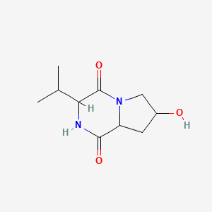 molecular formula C10H16N2O3 B1469702 7-Hydroxy-3-isopropylhexahydropyrrolo[1,2-a]pyrazine-1,4-dione CAS No. 1425501-89-8