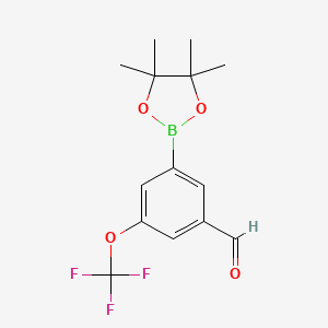 molecular formula C14H16BF3O4 B1469704 3-(4,4,5,5-Tetramethyl-1,3,2-dioxaborolan-2-yl)-5-(trifluoromethoxy)benzaldehyde CAS No. 1112209-48-9
