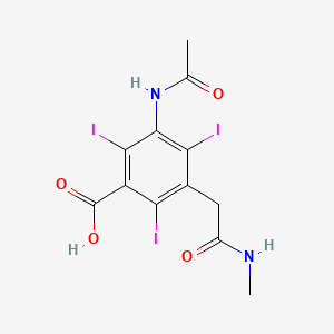 molecular formula C12H11I3N2O4 B14697083 Benzoic acid, 3-acetamido-5-(methylcarbamoylmethyl)- CAS No. 32637-73-3