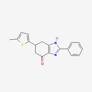 molecular formula C18H16N2OS B1469710 6-(5-methyl-2-thienyl)-2-phenyl-1,5,6,7-tetrahydro-4H-benzimidazol-4-one CAS No. 1428139-58-5