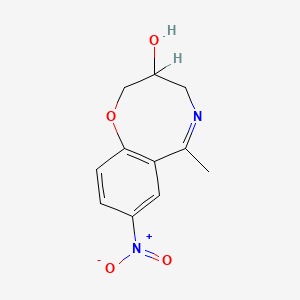 molecular formula C11H12N2O4 B14697242 DL-3-Hydroxy-6-methyl-8-nitro-3,4-dihydro-1,5-benzoxazocine CAS No. 25684-30-4