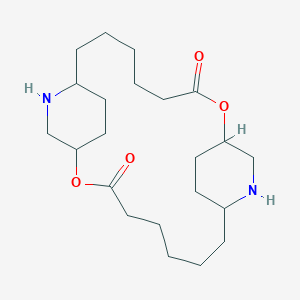 molecular formula C22H38N2O4 B14697282 2,13-Dioxa-10,21-diazatricyclo[18.2.2.2~9,12~]hexacosane-3,14-dione CAS No. 27620-95-7