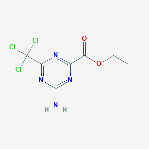 molecular formula C7H7Cl3N4O2 B14697287 Ethyl 4-amino-6-(trichloromethyl)-1,3,5-triazine-2-carboxylate CAS No. 30362-19-7