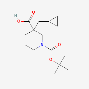 molecular formula C15H25NO4 B1469738 1-(tert-Butoxycarbonyl)-3-(cyclopropylmethyl)-3-piperidinecarboxylic acid CAS No. 1509665-16-0