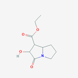 molecular formula C10H15NO4 B14697460 ethyl 2-hydroxy-3-oxohexahydro-1H-pyrrolizine-1-carboxylate CAS No. 21823-71-2