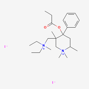 molecular formula C24H42I2N2O2 B14697522 Piperidinium, 5-(diethylmethylammoniomethyl)-4-phenyl-4-propionyloxy-1,1,2,5-tetramethyl-, diiodide CAS No. 28866-36-6