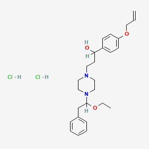 molecular formula C26H38Cl2N2O3 B14697795 alpha-(p-(Allyloxy)phenyl)-4-(beta-ethoxyphenethyl)-1-piperazinepropanol dihydrochloride CAS No. 27588-38-1