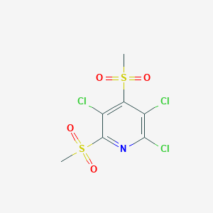 molecular formula C7H6Cl3NO4S2 B14697882 Pyridine, 2,3,5-trichloro-4,6-bis(methylsulfonyl)- CAS No. 32194-35-7