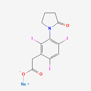 molecular formula C12H9I3NNaO3 B14697988 Acetic acid, (3-(2-oxo-1-pyrrolidinyl)-2,4,6-triiodophenyl)-, sodium salt CAS No. 21762-02-7
