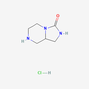 molecular formula C6H12ClN3O B1469802 Octahydroimidazolidino[1,5-a]piperazin-3-one hydrochloride CAS No. 1376340-66-7