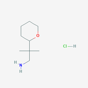 molecular formula C9H20ClNO B1469834 2-Methyl-2-(oxan-2-yl)propan-1-amine hydrochloride CAS No. 1384582-33-5