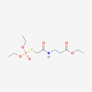 molecular formula C11H22NO6PS B14698359 N-(((Diethoxyphosphinyl)thio)acetyl)-beta-alanine ethyl ester CAS No. 21472-77-5