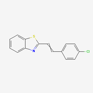 molecular formula C15H10ClNS B14698499 Benzothiazole, 2-[2-(4-chlorophenyl)ethenyl]- CAS No. 30216-38-7