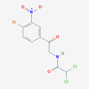 molecular formula C10H7BrCl2N2O4 B14698518 N-[2-(4-Bromo-3-nitrophenyl)-2-oxoethyl]-2,2-dichloroacetamide CAS No. 31384-22-2