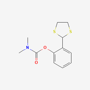 molecular formula C12H15NO2S2 B14698572 Carbamic acid, dimethyl-, O-(1,3-dithiolan-2-yl)phenyl ester CAS No. 21709-44-4