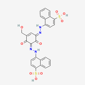 molecular formula C27H20N4O9S2 B14698580 1-Naphthalenesulfonic acid, 4,4'-((2,4-dihydroxy-5-(hydroxymethyl)-1,3-phenylene)bis(azo))bis- CAS No. 25738-39-0