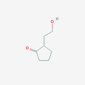 molecular formula C7H12O2 B14698615 Cyclopentanone, 2-(2-hydroxyethyl)- CAS No. 24804-46-4