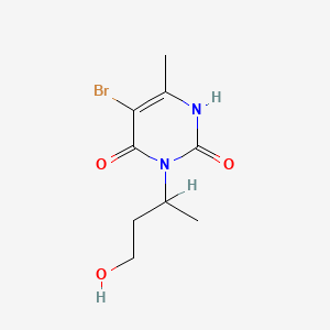 molecular formula C9H13BrN2O3 B14698672 Uracil, 5-bromo-3-(3-hydroxy-1-methylpropyl)-6-methyl- CAS No. 22663-47-4