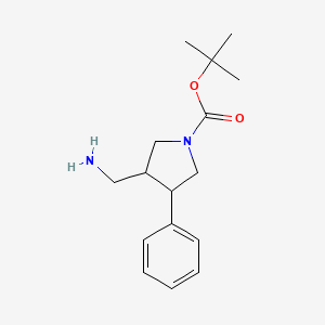 molecular formula C16H24N2O2 B1469883 tert-Butyl 3-(aminomethyl)-4-phenylpyrrolidine-1-carboxylate CAS No. 1367077-90-4