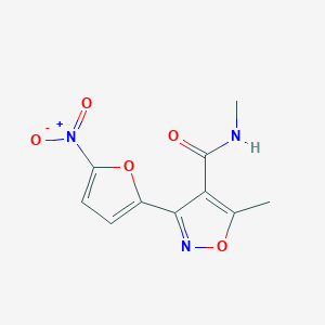 molecular formula C10H9N3O5 B14698936 N,5-Dimethyl-3-(5-nitro-2-furyl)-4-isoxazolecarboxamide CAS No. 21787-34-8