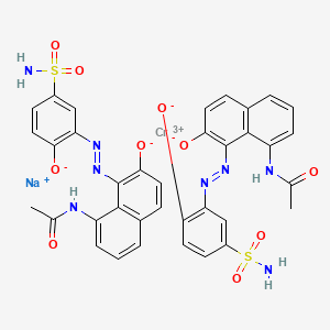 molecular formula C36H28CrN8O10S2.Na<br>C36H28CrN8NaO10S2 B14699022 sodium;8-acetamido-1-[(2-oxido-5-sulfamoylphenyl)diazenyl]naphthalen-2-olate;chromium(3+) CAS No. 24305-97-3