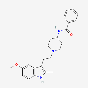 molecular formula C24H29N3O2 B14699055 Benzamide, N-(1-(2-(5-methoxy-2-methyl-1H-indol-3-yl)ethyl)-4-piperidinyl)- CAS No. 26766-06-3