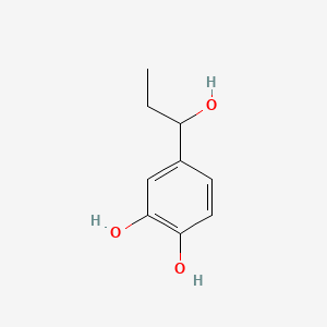 molecular formula C9H12O3 B14699105 4-(1-Hydroxypropyl)benzene-1,2-diol CAS No. 25474-45-7